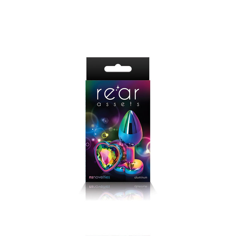 NS Novelties Rear Assets Anal Plug - Multicolor - Medium - Rainbow Heart