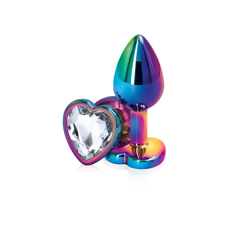 NS Novelties Rear Assets Anal Plug - Multicolor - Small - Clear Heart