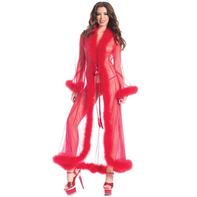 Be Wicked Maribou Trimmed Floor Length Robe