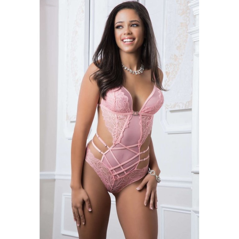 G World  Intimates Two Piece Straps and Lace Teddy Set