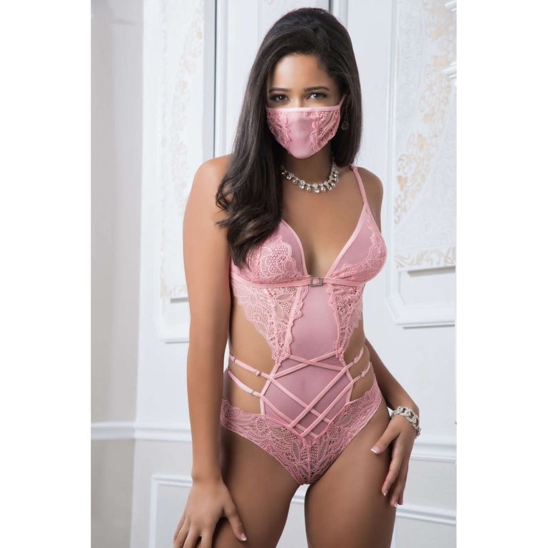 G World  Intimates Two Piece Straps and Lace Teddy Set