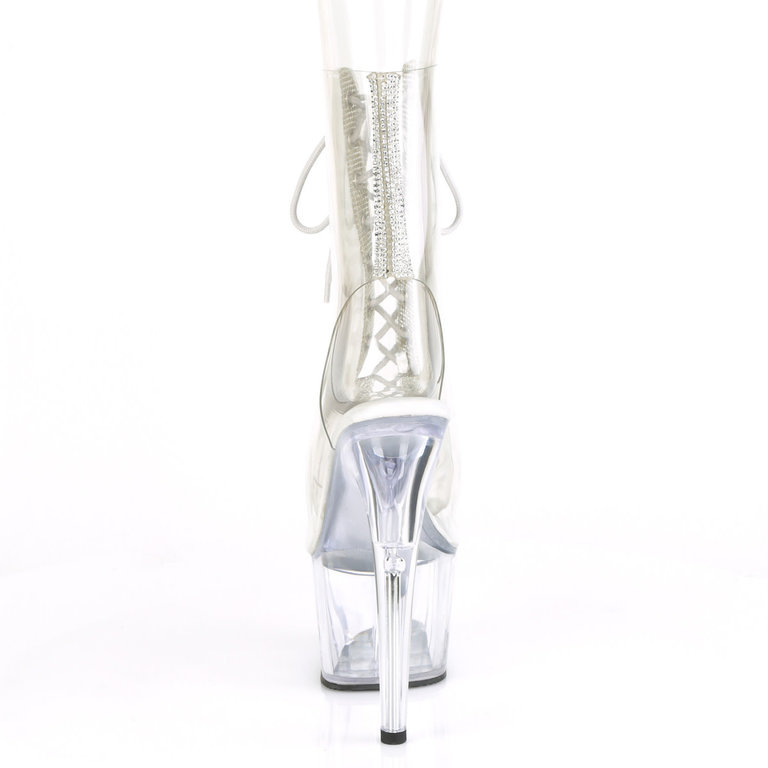 Pleaser 7" Clear Stiletto Open Toe/Heel Bootie with Rhinestone Accents