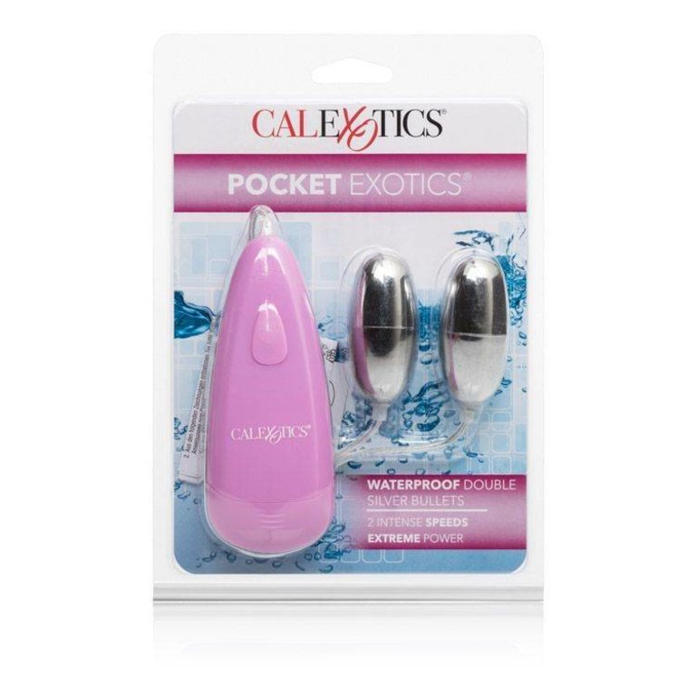 CalExotic Pocket Exotics Water Proof Vibrating Double Silver Bullets