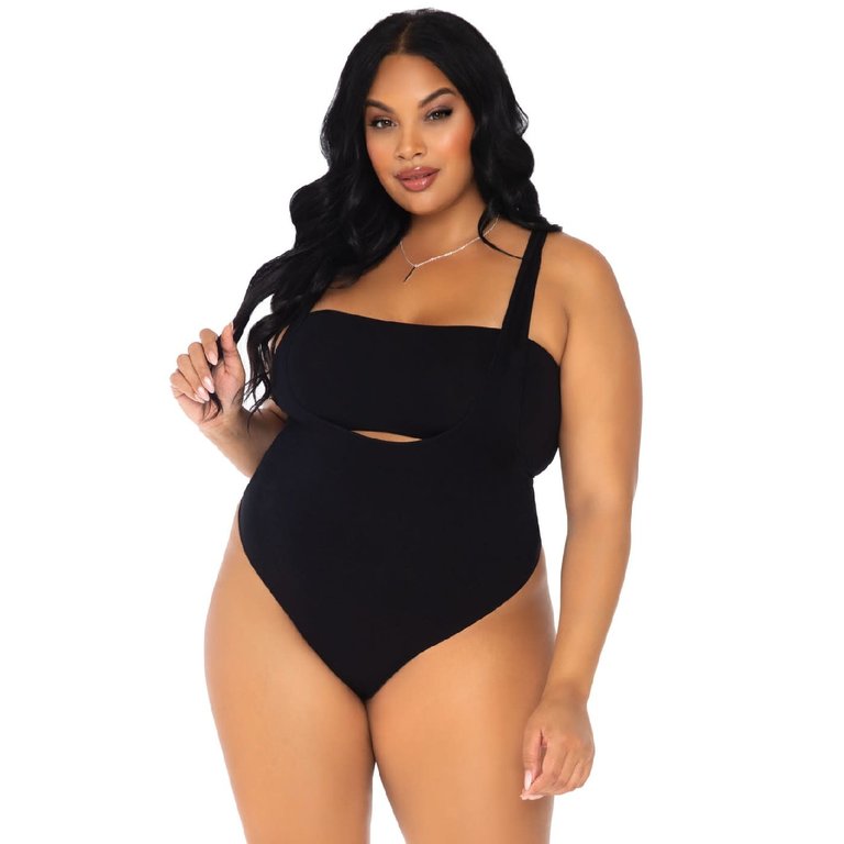 Leg Avenue Two Piece Opaque Bandeau and Suspender Bodysuit - Curvy