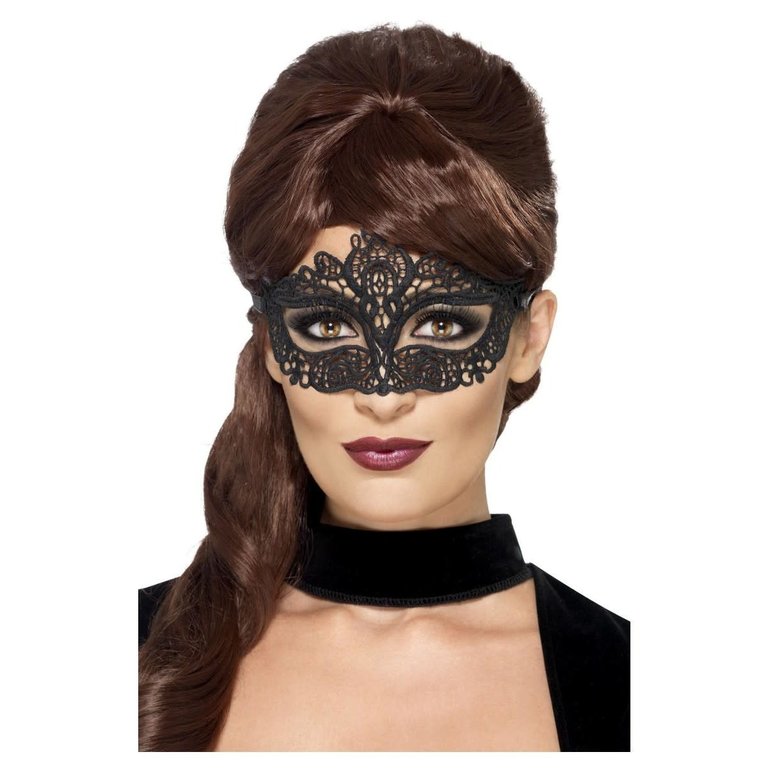 Fever/Smiffys Black Embroidered Lace Filigree Eye Mask