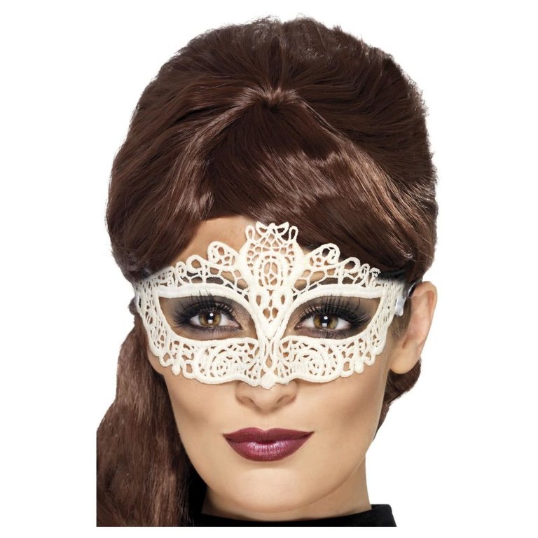 Fever/Smiffys White Embroidered Lace Filigree Eye Mask