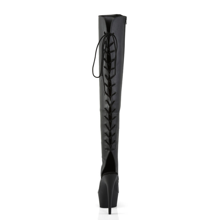 Pleaser 6" Matte Open Toe/Heel Thigh High Boot