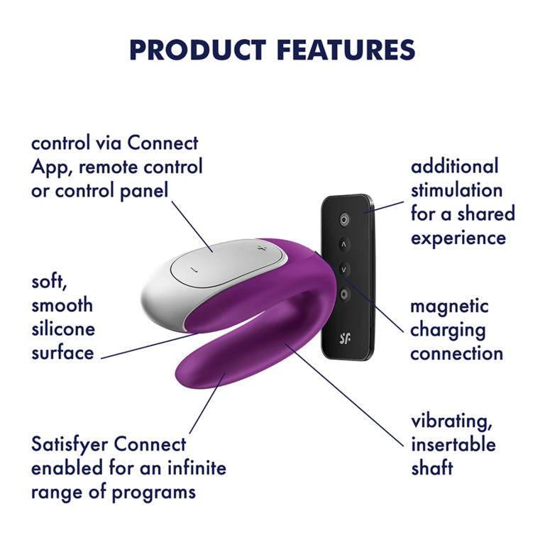 Satisfyer Double Fun Couples App Vibrator With Remote Purple