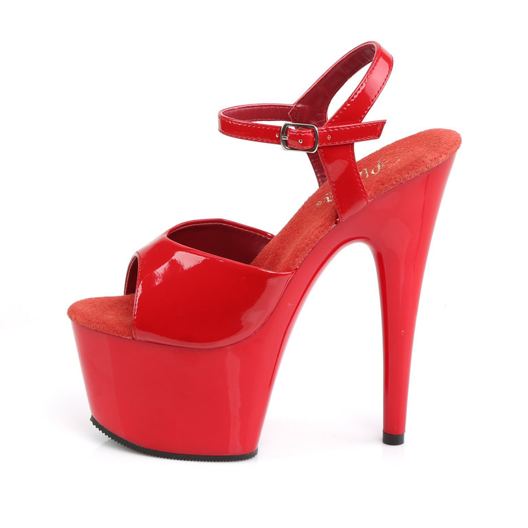 Pleaser 7" Spike Heel Red Platform Ankle Strap Sandal
