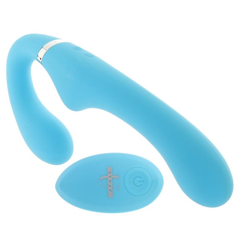 XR Brands Strap U Strap U Mighty Rider Vibrating Strapless Strap-On Blue