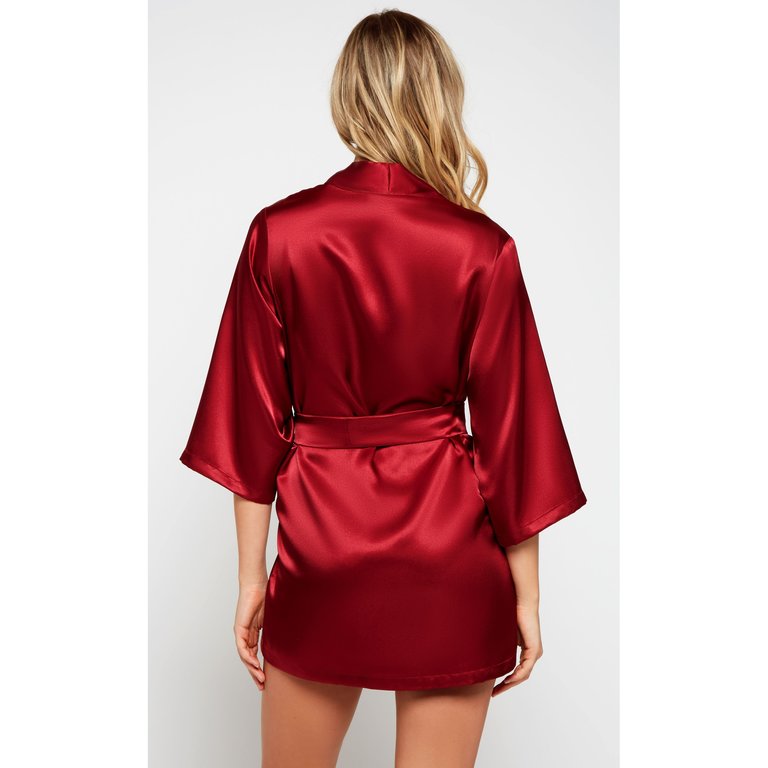 iCollection Satin 3/4 Sleeve Robe with Matching Sash