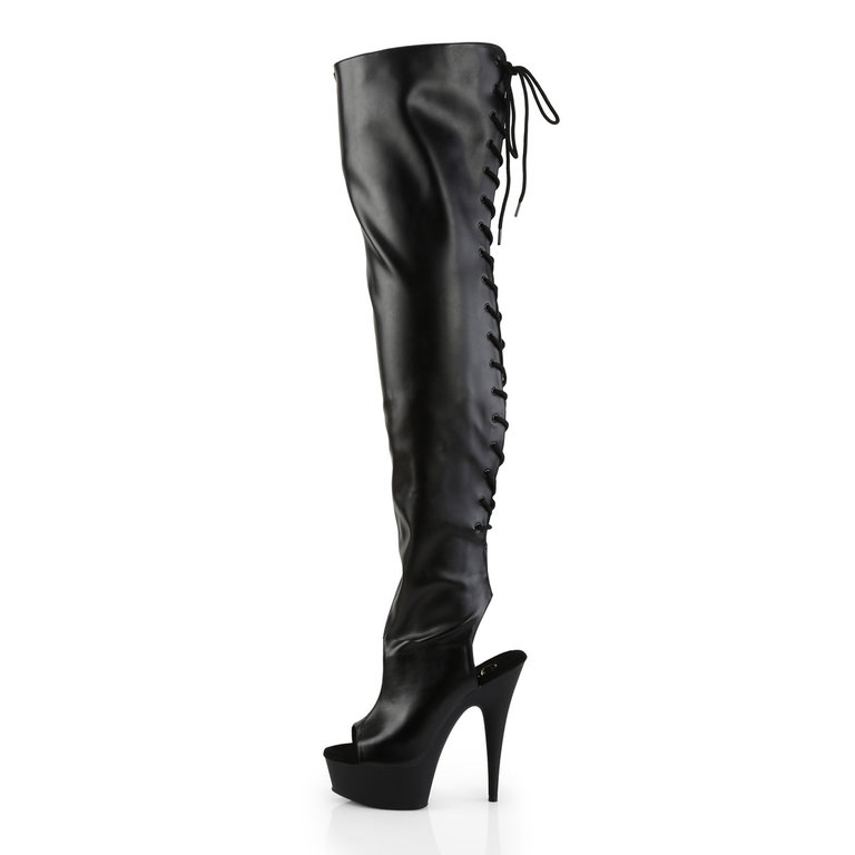 Pleaser 6" Patent Open Toe/Heel Thigh High Boot