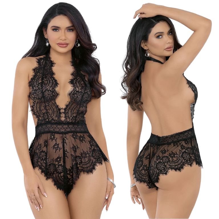 Escante Eyelash Lace Halter Romper