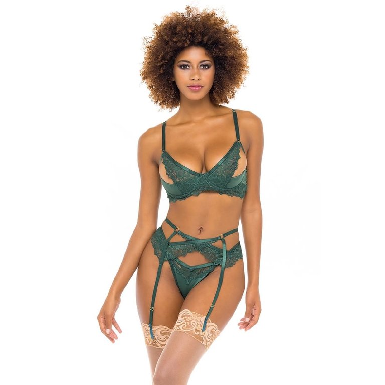 Oh La La Cheri Shelf Cup Straps and Lace Three Piece Set