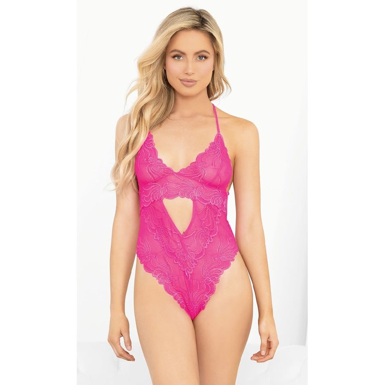 Escante Neon Pink Keyhole Front Teddy