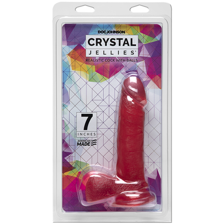 Doc Johnson Crystal Jellies Ballsy Super Cock 7-inch - Pink