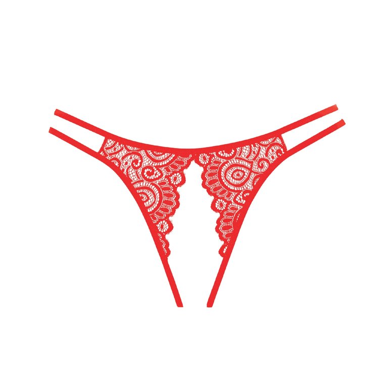 Allure Red Lovestruck Crotchless Panty - One Size Fits Most