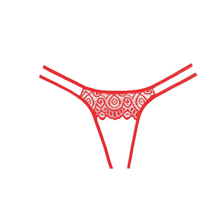 Allure Red Lovestruck Crotchless Panty - One Size Fits Most