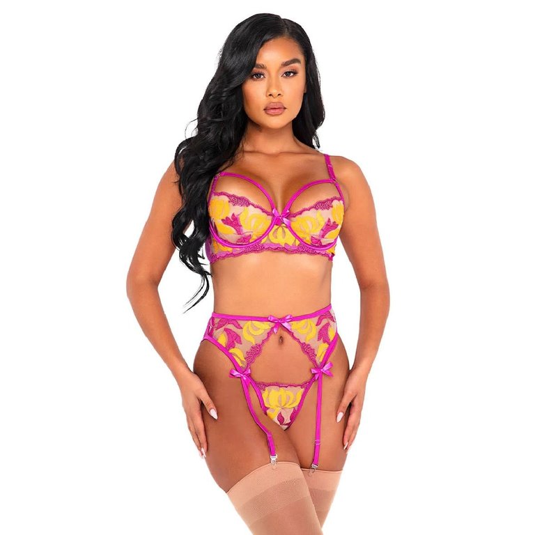 Roma Orchid and Mango Embroidered Three Piece Set