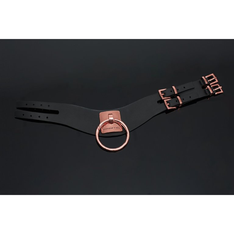 Coquette Pleasure Collection Rose Gold O-Ring Collar - Black