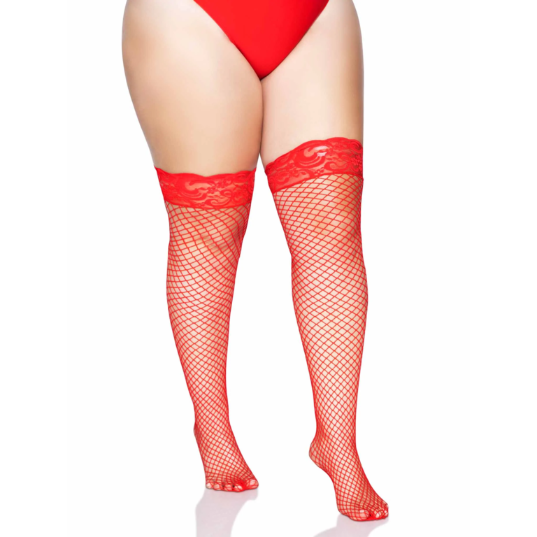 Leg Avenue Stay Up Lycra Industrial Fishnet Thigh High - Curvy