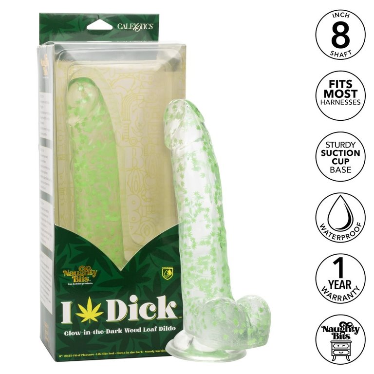 CalExotic Naughty Bits I Leaf Dick Glow-In-The-Dark Weed Leaf Dildo