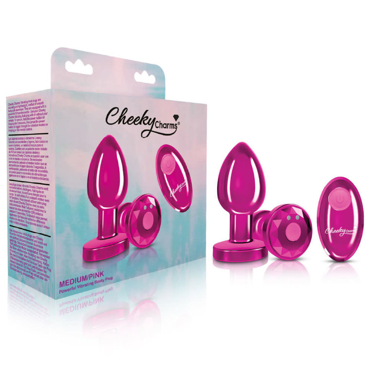 Viben Cheeky Charms - Rechargeable Vibrating Metal Butt Plug W/Remote Control - Pink - Medium