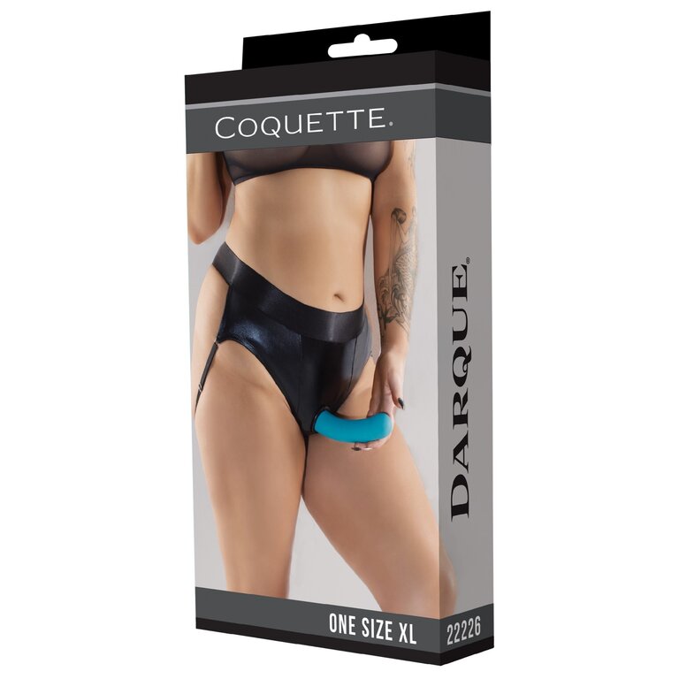 Coquette Wet Look Harness Thong - Plus Size