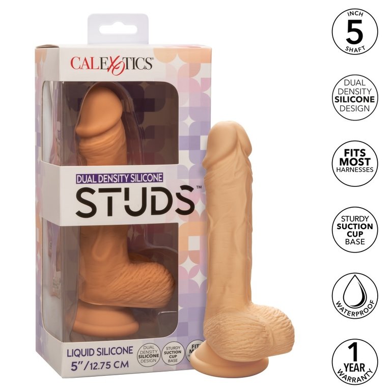 CalExotic Silicone Studs Dual Density Dong 5" White