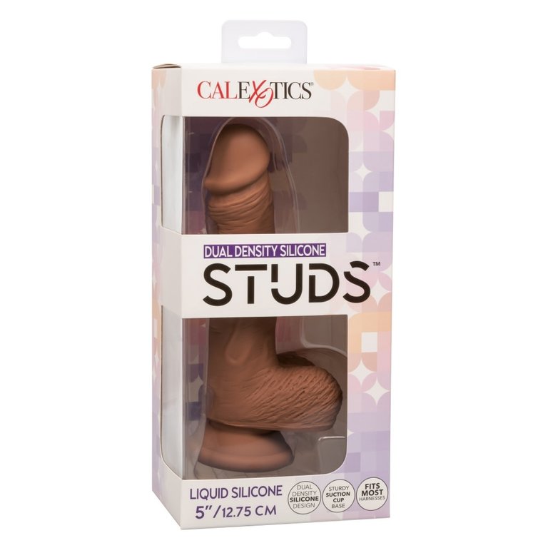 CalExotic Silicone Studs Dual Density Dong 5" Brown
