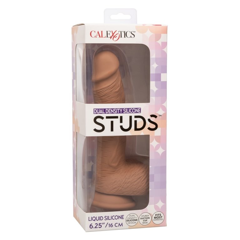 CalExotic Silicone Studs Dual Density Dong 6.25" Brown