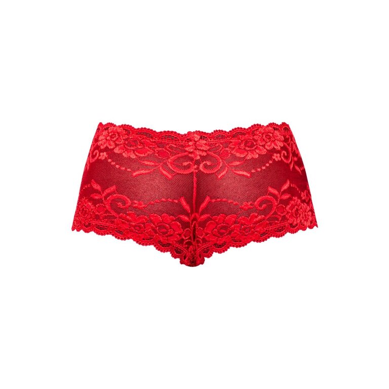 Male Power Red Lacy Sheer Pouch Mini Short