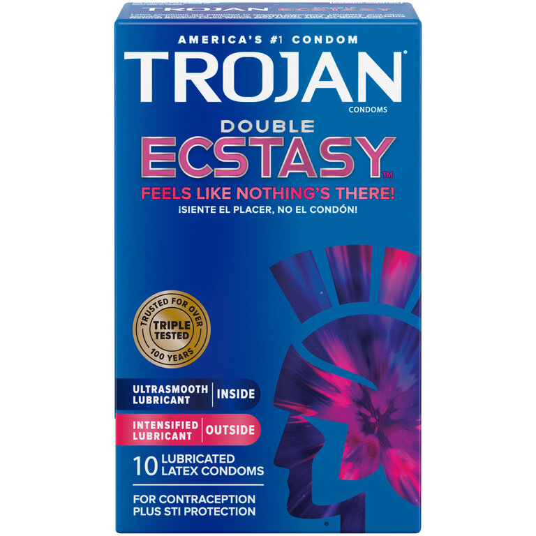 Trojan Double Ecstasy  Condoms - 10 Pack
