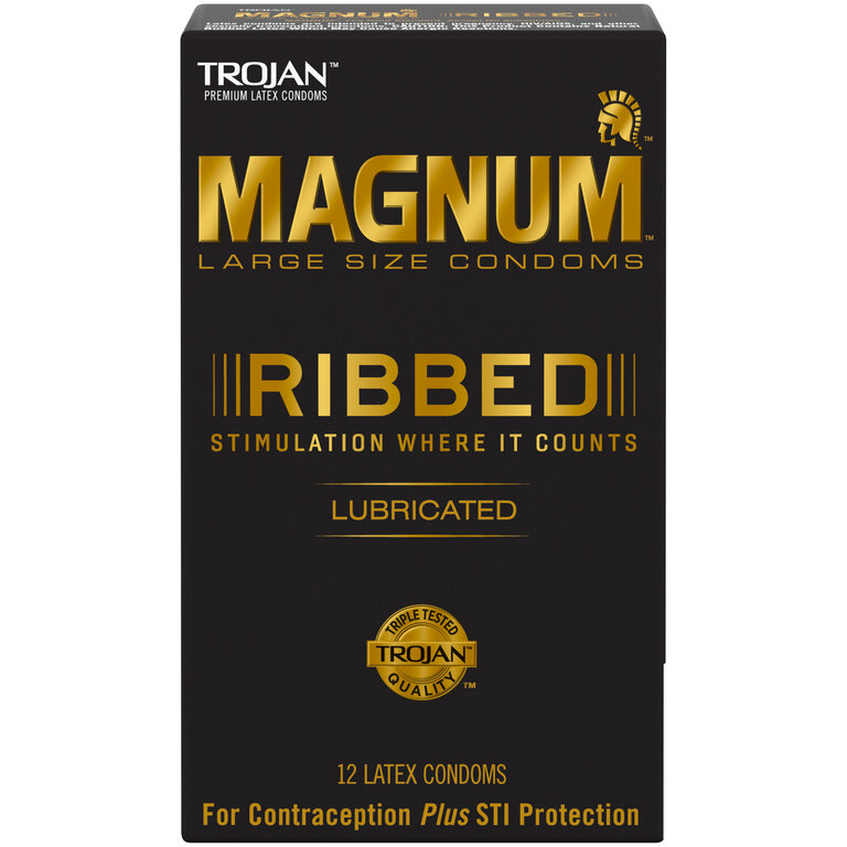Trojan Magnum Ribbed Condom 12-pack