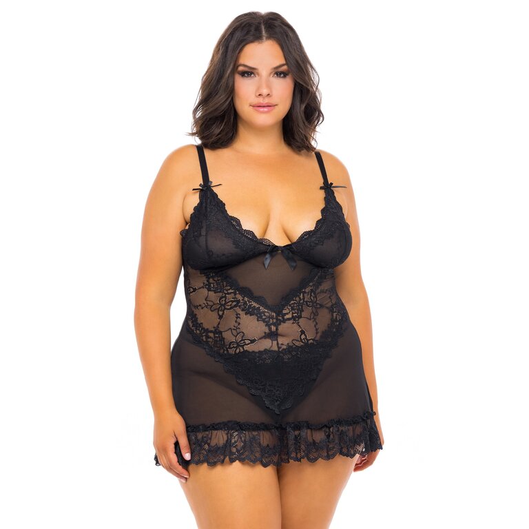 Oh La La Cheri Dark and Sultry Softcup Babydoll - Curvy