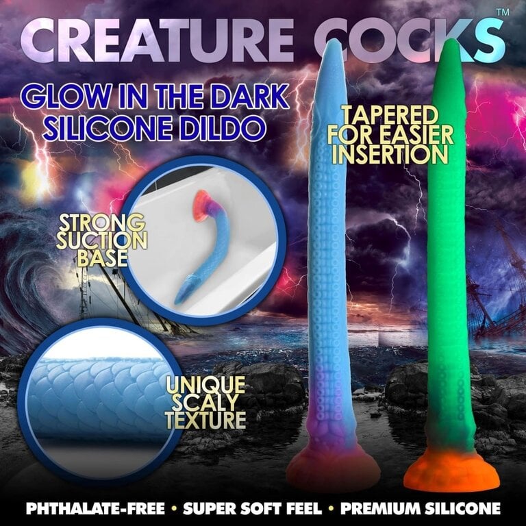 XR Brand Creature Cocks - Makara Glow-in-the-Dark Silicone Snake Dildo