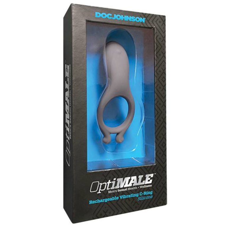 Doc Johnson OptiMale Rechargeable Vibrating Silicone C-Ring - Slate