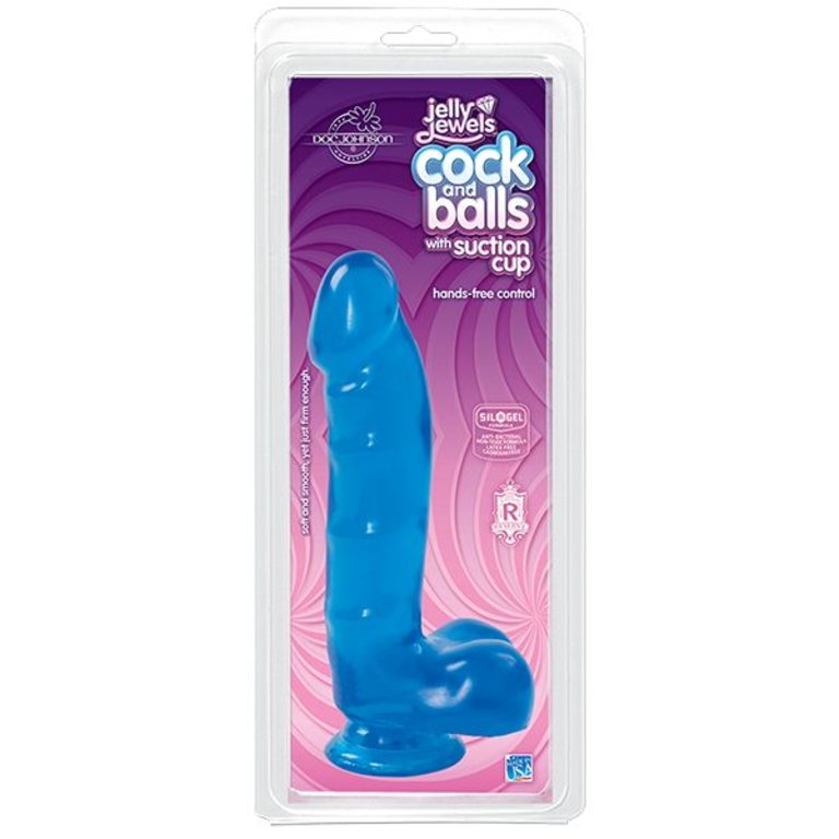 Doc Johnson Jelly Jewels - Cock And Balls With Suction Cup  - Blue