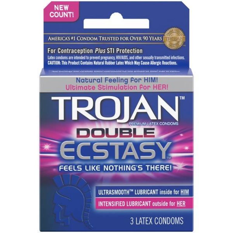 Trojan Double Ecstasy  Condoms - 3 Pack