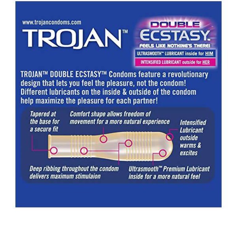 Trojan Double Ecstasy  Condoms - 3 Pack