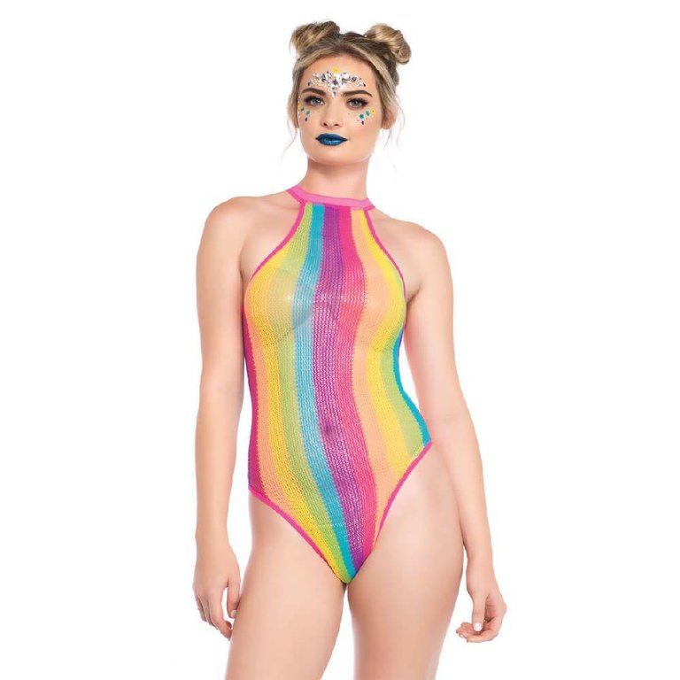 Leg Avenue Rainbow Striped Bodysuit