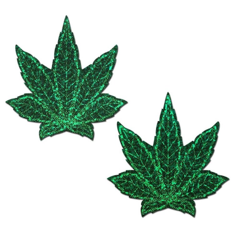 Pastease Glitter Green Weed Pasties