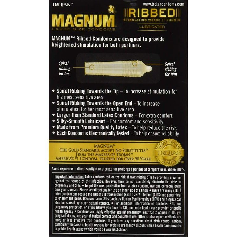 Trojan Magnum Ribbed Condom 12-pack