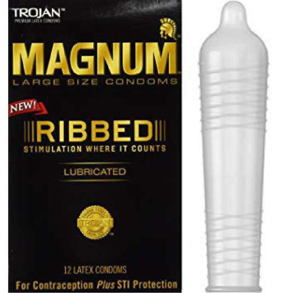 Trojan Magnum Ribbed Condom 3 Pack Groove