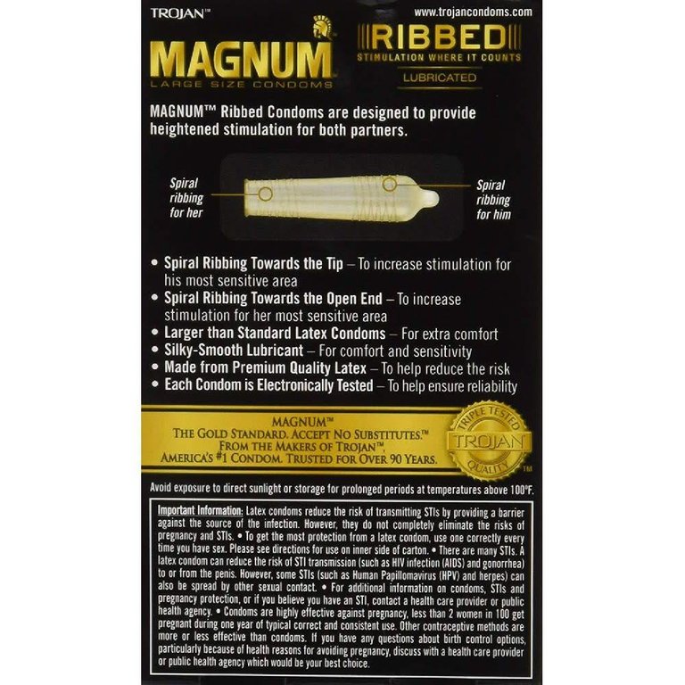 Trojan Magnum Ribbed Condom 3-pack