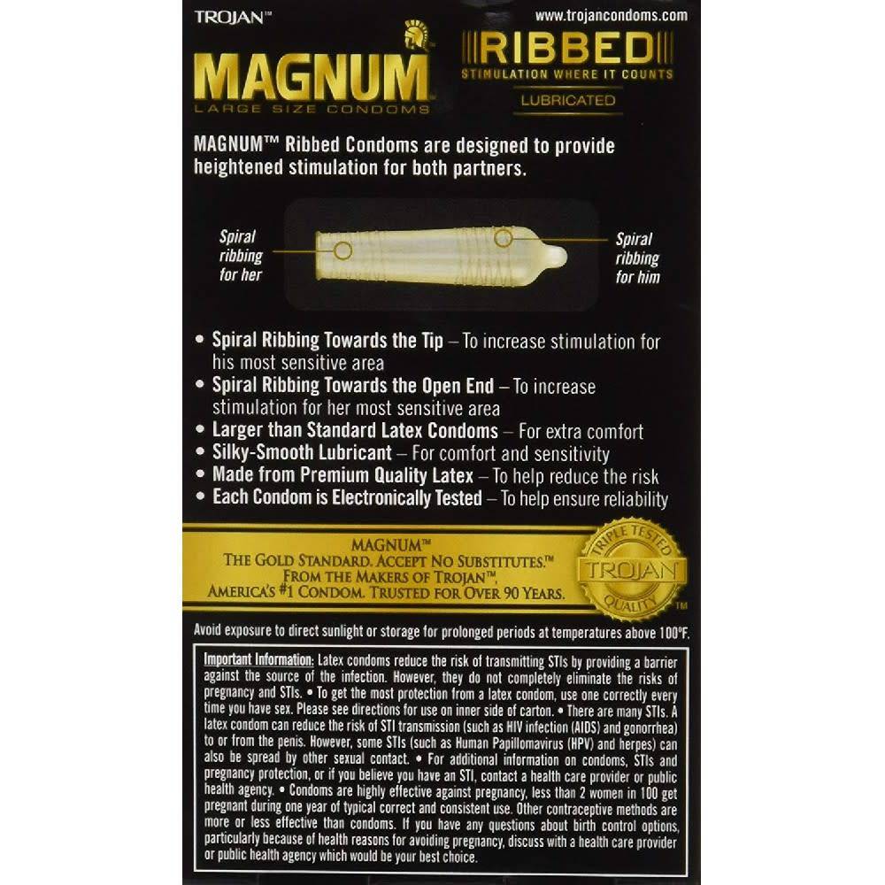 Trojan Magnum Ribbed Condom 3-Pack  Groove-8615