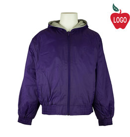 Embroidered Purple Hooded Nylon Jacket #53402