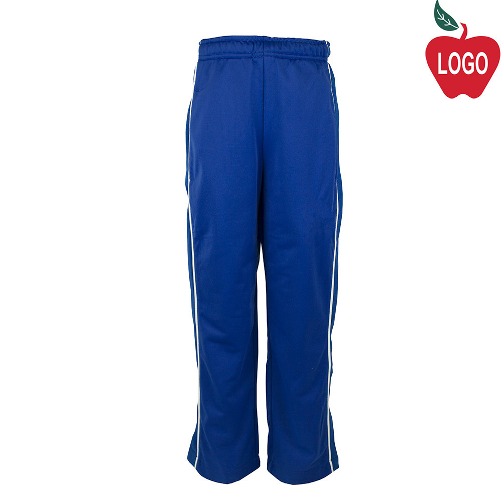 blue track pants with white stripe