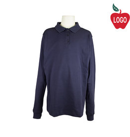 Embroidered Navy Long Sleeve Interlock Polo #7671