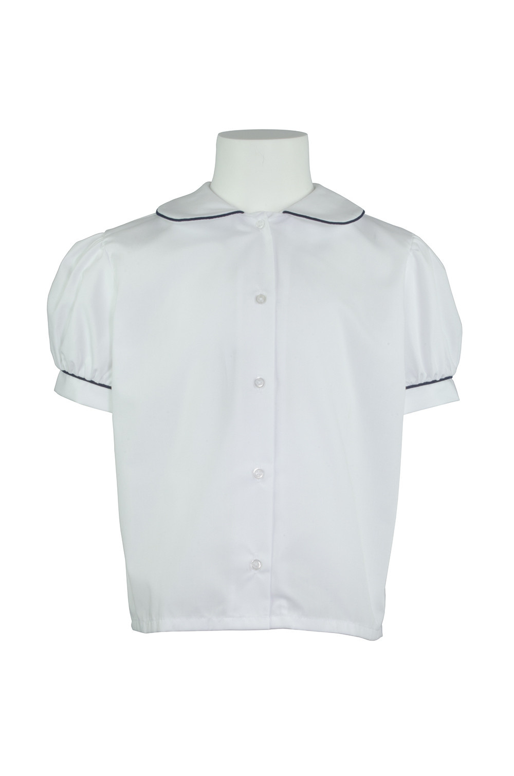 with Navy Blue Piping Peter Pan Blouse 